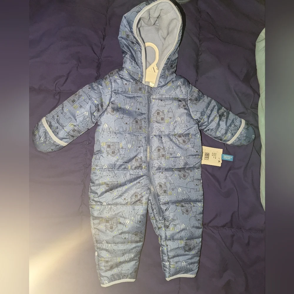 CARTER'S Printed Fleece Lined Hooded Snowsuit 6 M NWT